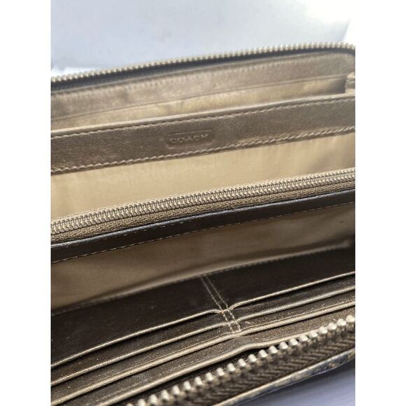 Coach Brown Canvas & Leather Long Zip Around Wallet **WORN** - Picture 3 of 10